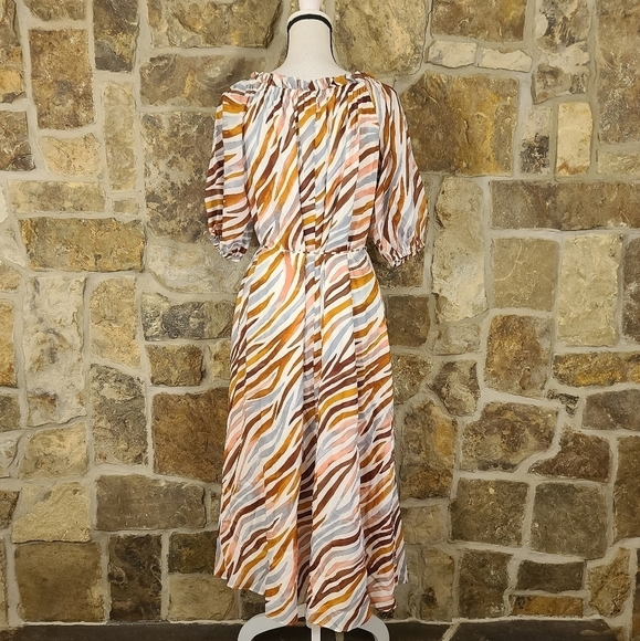 Ann Taylor XXS Zebra Stripe Boatneck Midi Maxi Dress - Picture 7 of 11